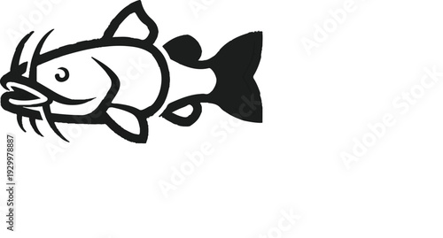 Catfish illustration black and white vector art