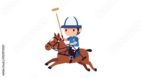 Polo player on horse, Vector Illustration, cartoon style, sports and leisure