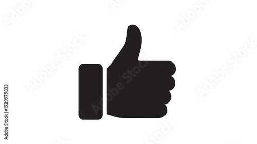 Thumbs Up Silhouette Icon on WHITE BACKGROUND – Like Hand Symbol Vector