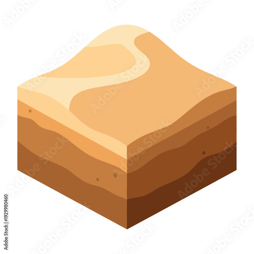 Isometric Cross-Section of Desert Sand Dunes and Subsurface Layers.