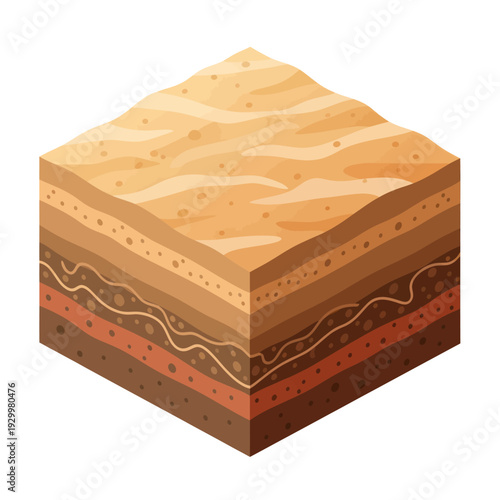 Isometric Cross-Section of Earths Geological Layers.