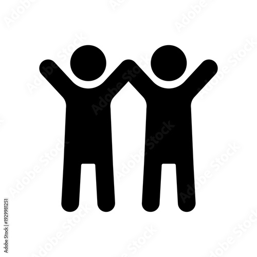 チームワークで成功を喜ぶアイコン