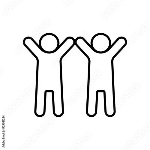 万歳をする二人の人物のアイコン