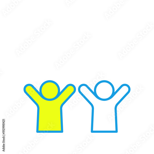 喜ぶ二人のシンプルなアイコン