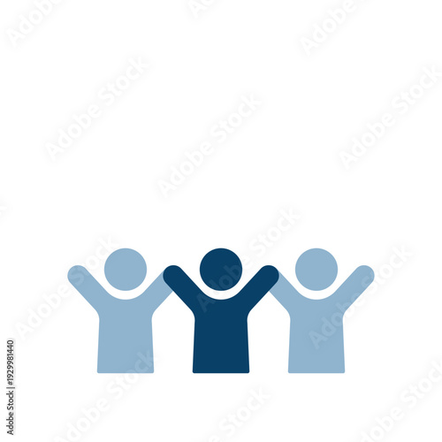 万歳で並ぶ3人のピクトグラム