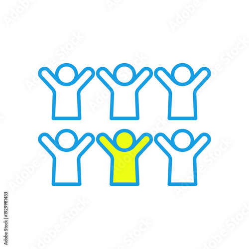 挙手する6人の集合アイコン