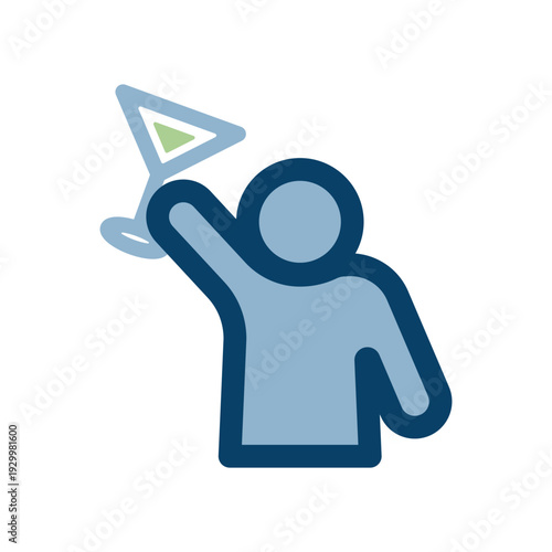 お祝いで乾杯する人物のアイコン