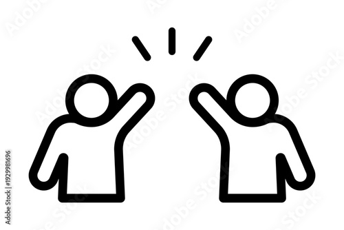 成功を祝うハイタッチのアイコン