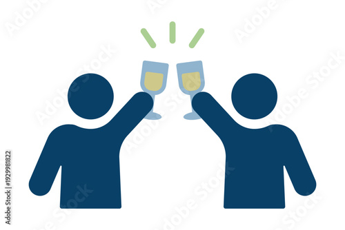 祝杯をあげる二人のワイングラスのアイコン