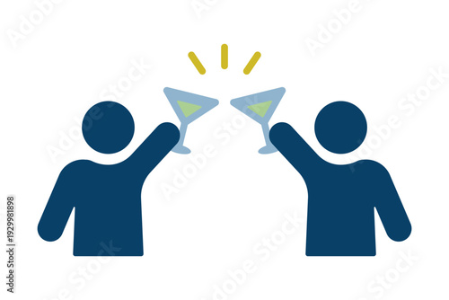 パーティーで乾杯する二人のアイコン