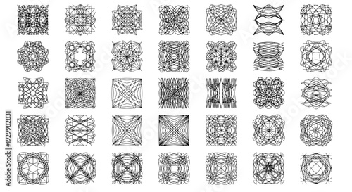 Collection of intricate black and white mandala patterns for design