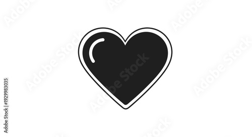 Simple black heart icon on for love and romance