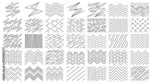 Collection of various abstract line patterns and geometric designs