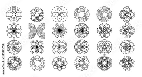 Collection of 20 intricate geometric mandala patterns in black and white