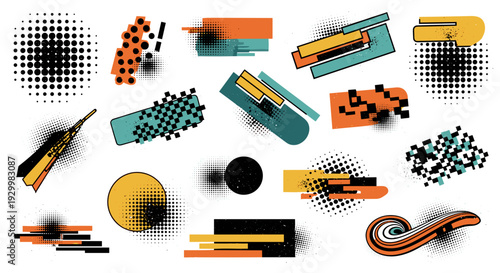 Collection of vintage and retro objects including cameras and records