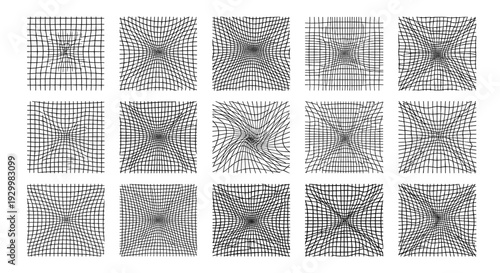 Collection of abstract geometric patterns with interconnected lines