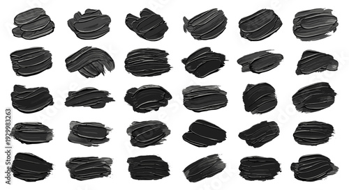 Collection of black brush strokes on for art design