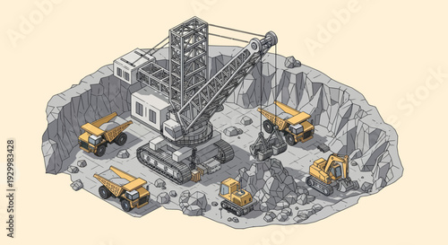 Heavy machinery operating in an open pit mine.