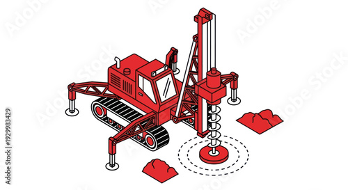 Heavy-duty drilling rig performing ground excavation work.