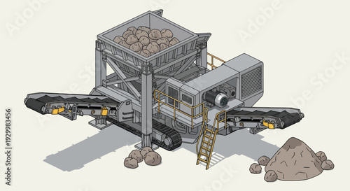 Heavy-duty industrial rock crusher machine for mining and construction operations.