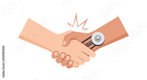 Two hands shaking with robotic arm handshake with cyborg futuristic technology artificial intelligence innovation partnership cooperation collaboration human machine interface