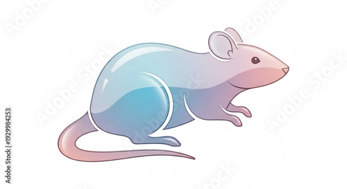 Colorful gradient mouse with shiny effect standing on white background side view