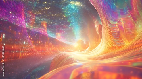 Abstract artwork of luminous flowing forms and vibrant colors