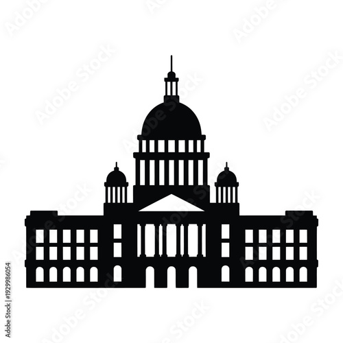 A black silhouette of the united states capitol building in washington dc