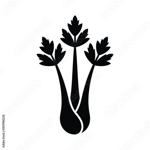 Stylized black silhouette of three lemongrass stalks with a bulbous base