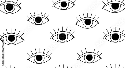 Abstract Pattern of Stylized Eyes with Lashes.