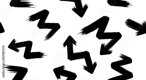 Black Arrows Pattern on White Background.