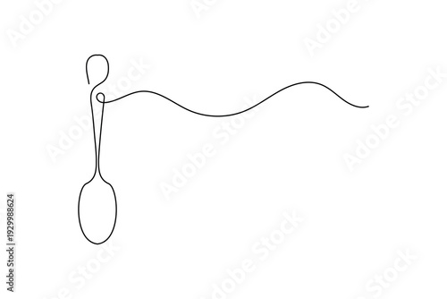 Spoon minimalist continuous line drawing isolated outline vector illustration