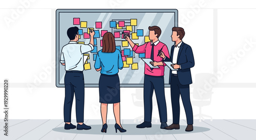 A professional office meeting vector illustration showcasing corporate teamwork concept through business vector illustration