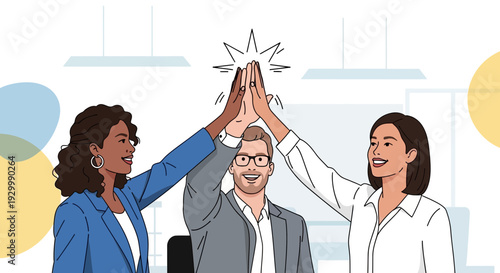 Professional Office Meeting Vector Illustration of Business Colleagues Collaborating