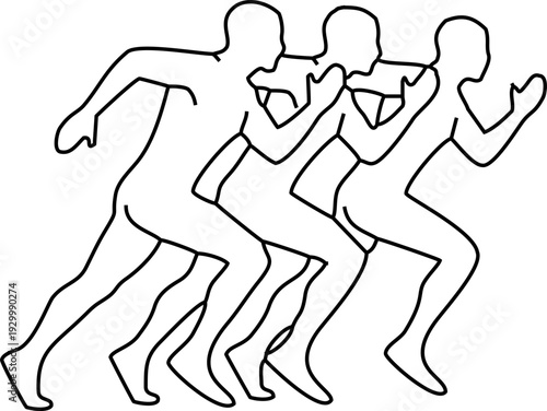 Marathon Runner Outline Running Sport Vector