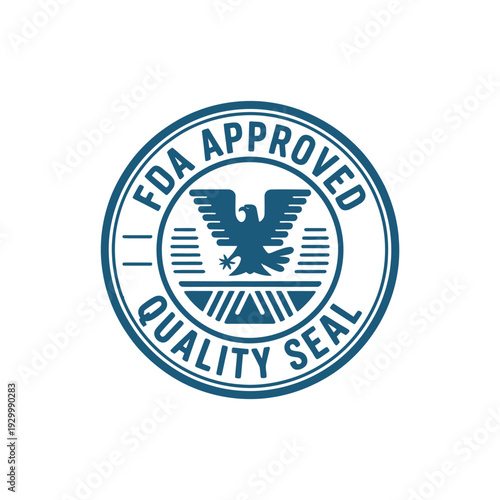 Official circular FDA approval quality seal features an eagle emblem inside.