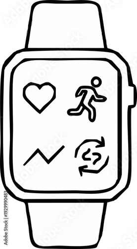 Fitness Smart Watch Outline Health Tracker Vector