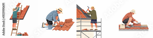 Roofing Contractors Installing and Repairing Terracotta Roof Tiles