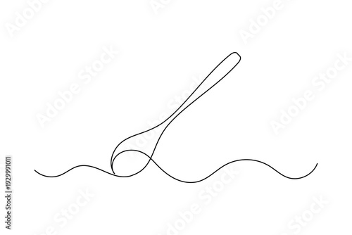 Spoon single continuous line art modern minimalist vector illustration