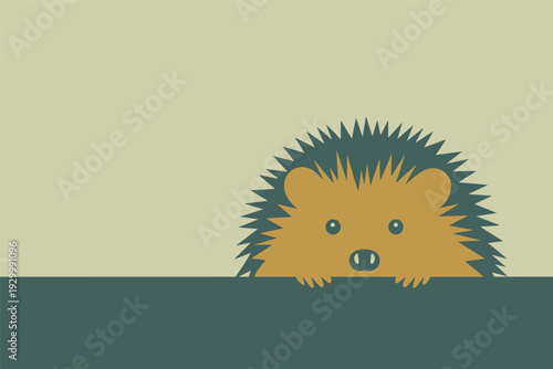 Cute hedgehog peeking from behind with spiky quills and big eyes