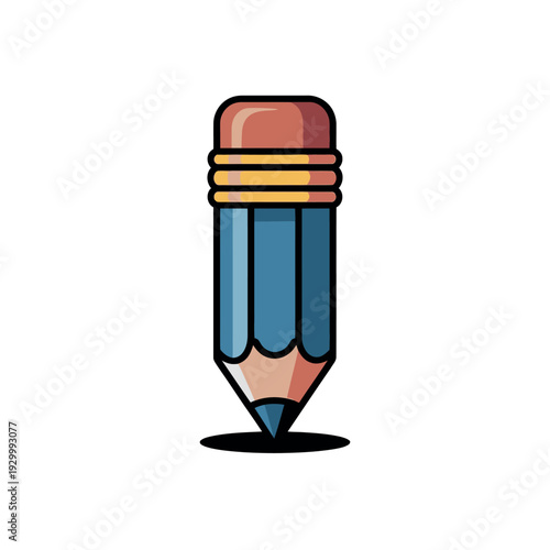 Sharpened wooden pencil with pink eraser top sits ready for drawing or writing.
