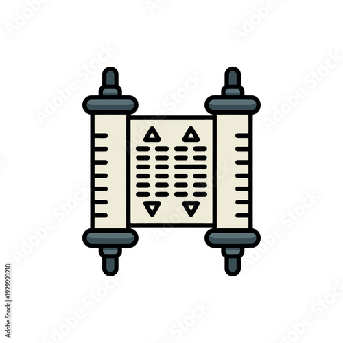 Ancient scroll illustration depicts sacred text on two parchment rollers.