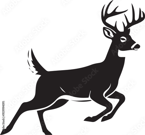 Running deer silhouette for sport hunting or nature concepts