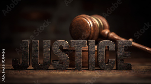 Notary Judge Gavel as Symbol of Legal System With Themis Goddess of Justice