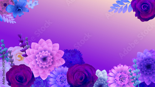 パープル系の花の背景イラスト・パープル