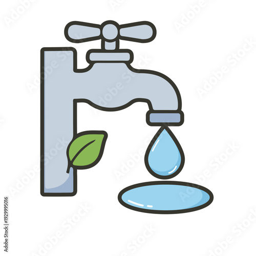 Water Faucet With Leaf Icon