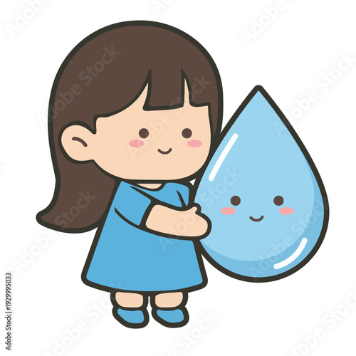 Girl Hugging a Water Drop