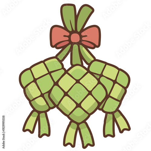 Ketupat Illustration with Red Bow