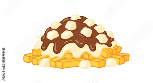 Poutine Image, Vector Illustration, Delicious Canadian Food, Fast Food, Gravy and Cheese