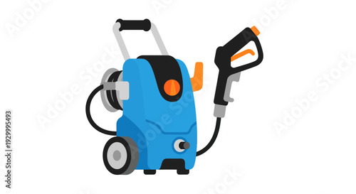 Pressure Washer Vector Illustration, Flat Design for Cleaning, Exterior, and Home Maintenance